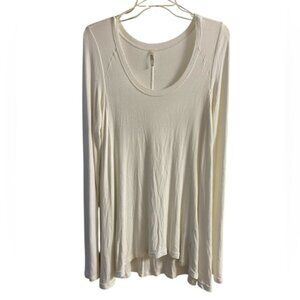 Free People Tunic Top Off White Boat Neck Long Line‎ Large